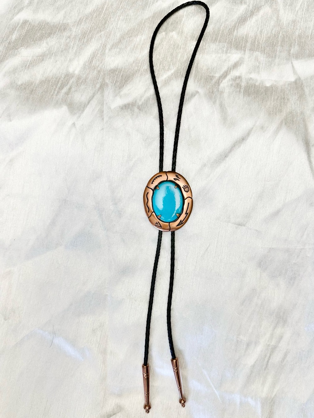 Turquoise Stone Bolo leather Tie Necklace